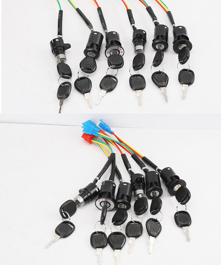 [Pack of 10] Electric Vehicle and Tricycle Accessories Electric Door Lock Power Lock Large, Medium, Small Ab Lock Key Switch Universal