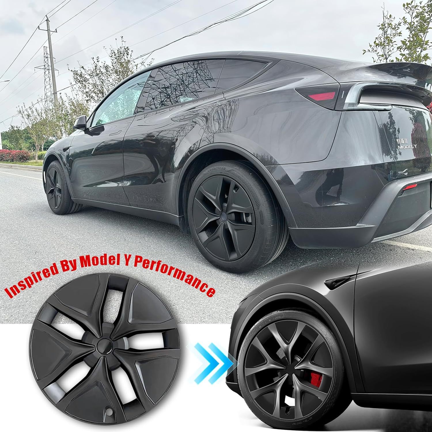 Suitable for 2025 2026 Tesla 4-Piece Model Y Juniper 19inch Wheel Hub Caps
