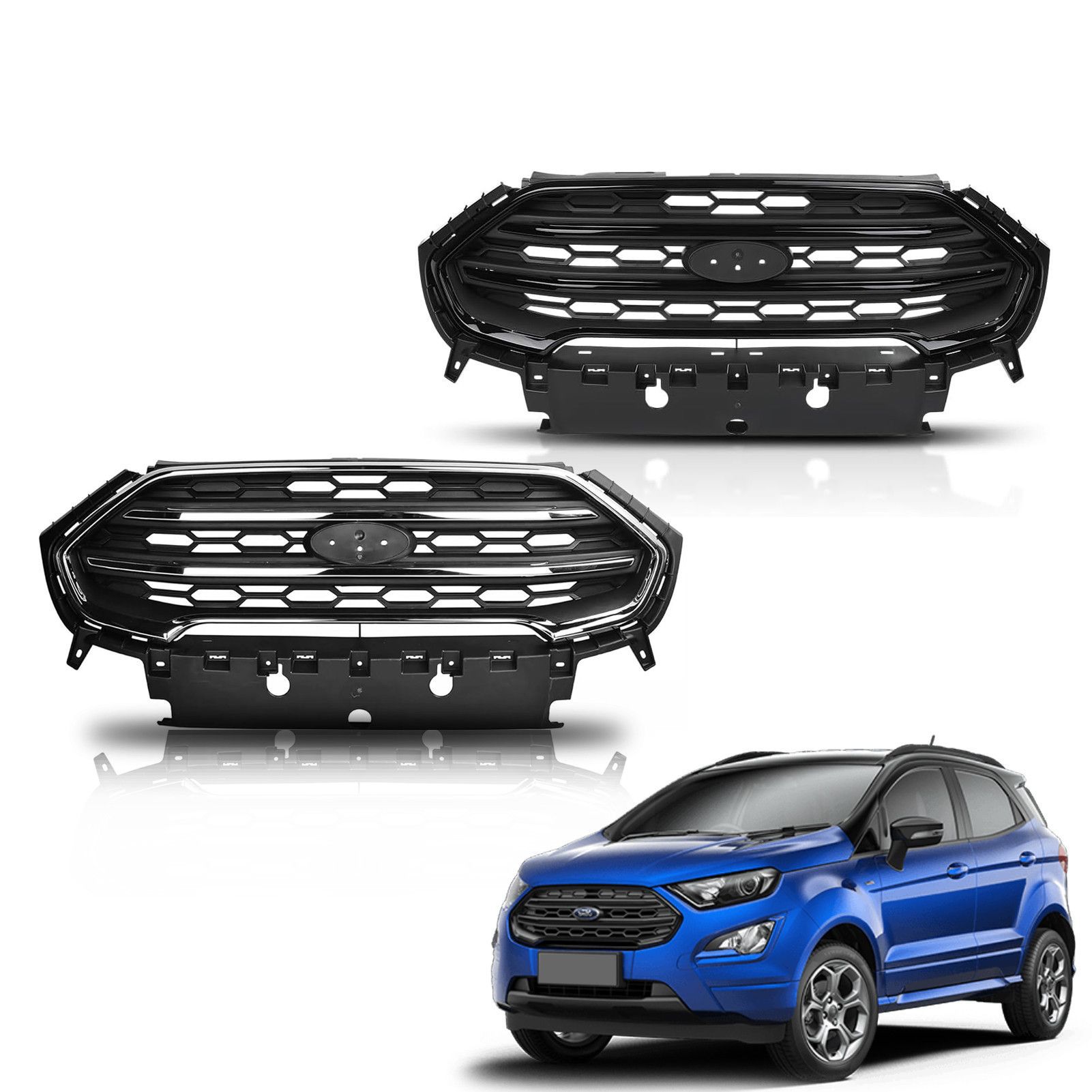 Suitable for 18-19 Ford EcoSport front bumper upper grille, electroplated and painted