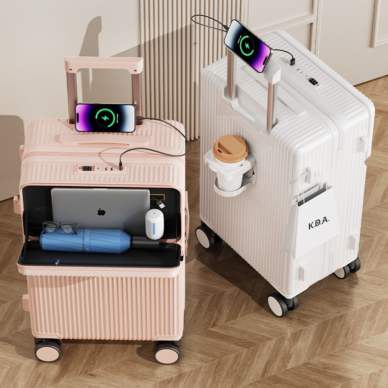 Front opening suitcase 20-inch pull rod case female high-value travel case male 24-inch student multi-functional password case bag