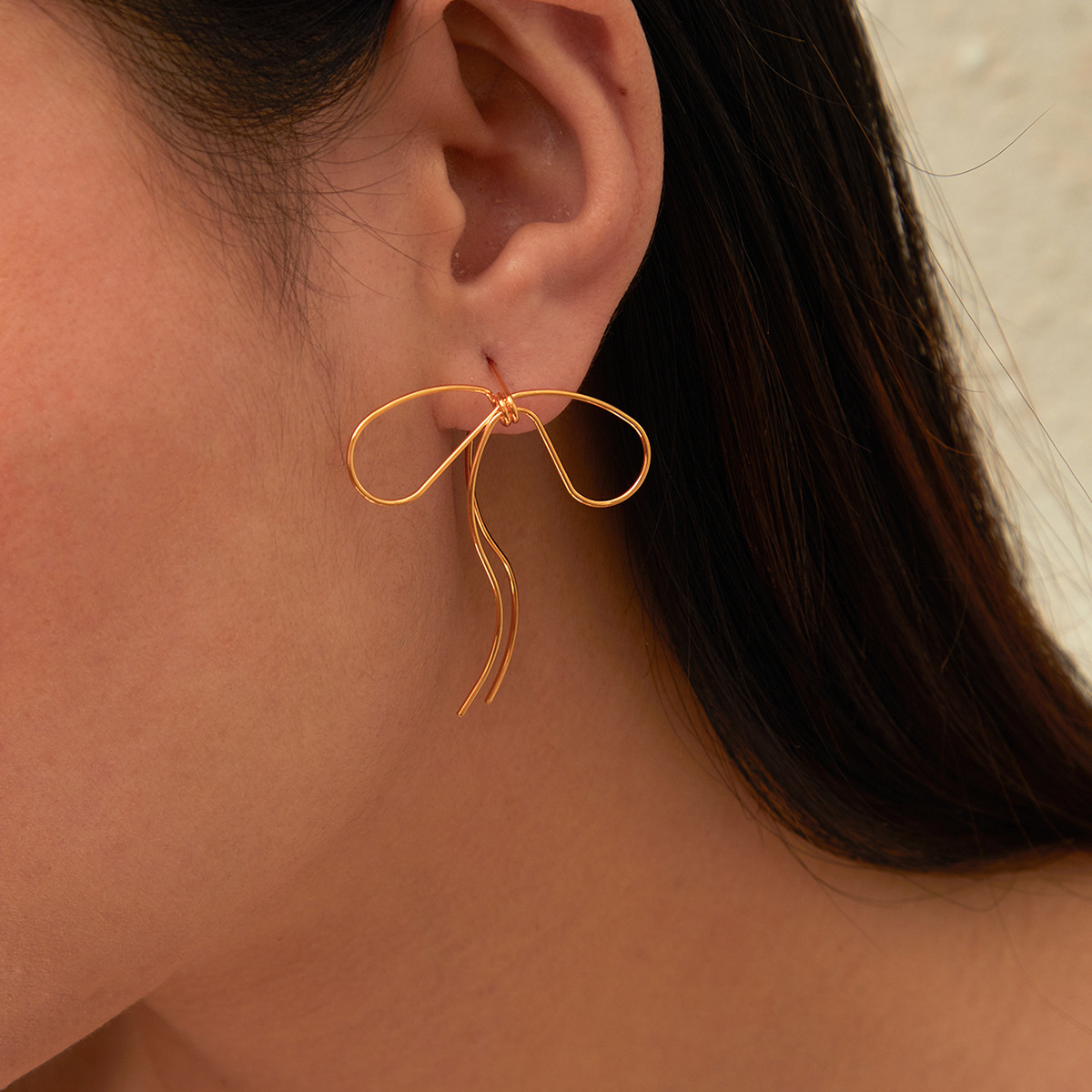 Holiday, Daily Occasion Copper Material Bow Knot Pattern 1 Pair Retro Bow Knot Copper Ear Studs