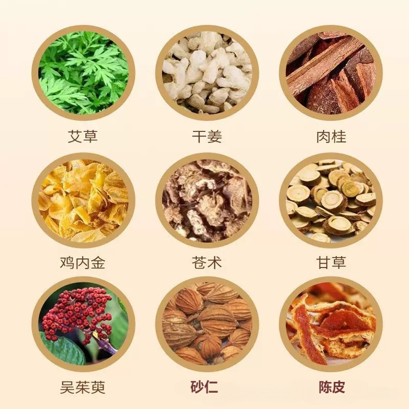 Poria Codonopsis Abdominal Herbal Patch Aiwan Dayi Fu Ling Dang Shen Stomach Care Topical Mugwort Patch 8 Patches in use