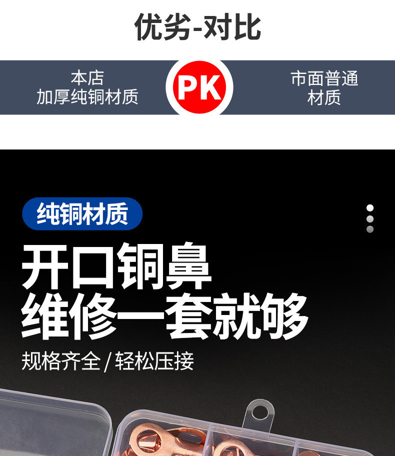[Recommended by repair technicians] Electric vehicle battery cable terminal, battery cable connector, wire end repair copper lug 60A