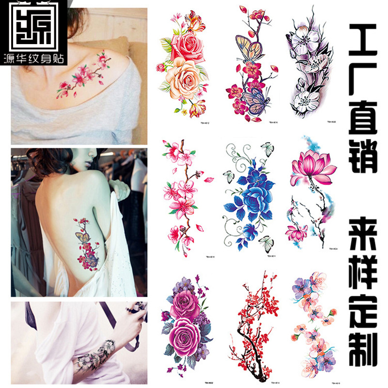 Flower Tattoo Sticker Color Printing Flo...
