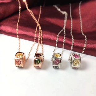 Natural Tourmaline pendant s925 silver transfer ring necklace women's fashion all-match ins explosions live cross-border