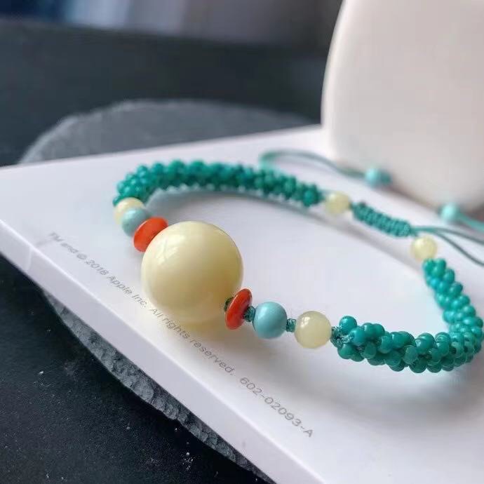 천연 원시 미네랄 높은 도자기 기장 구슬 목걸이 밀랍 NANHONG DUOBAO 청록색 트위스트 팔찌 여성을위한 커플 쇄골 체인