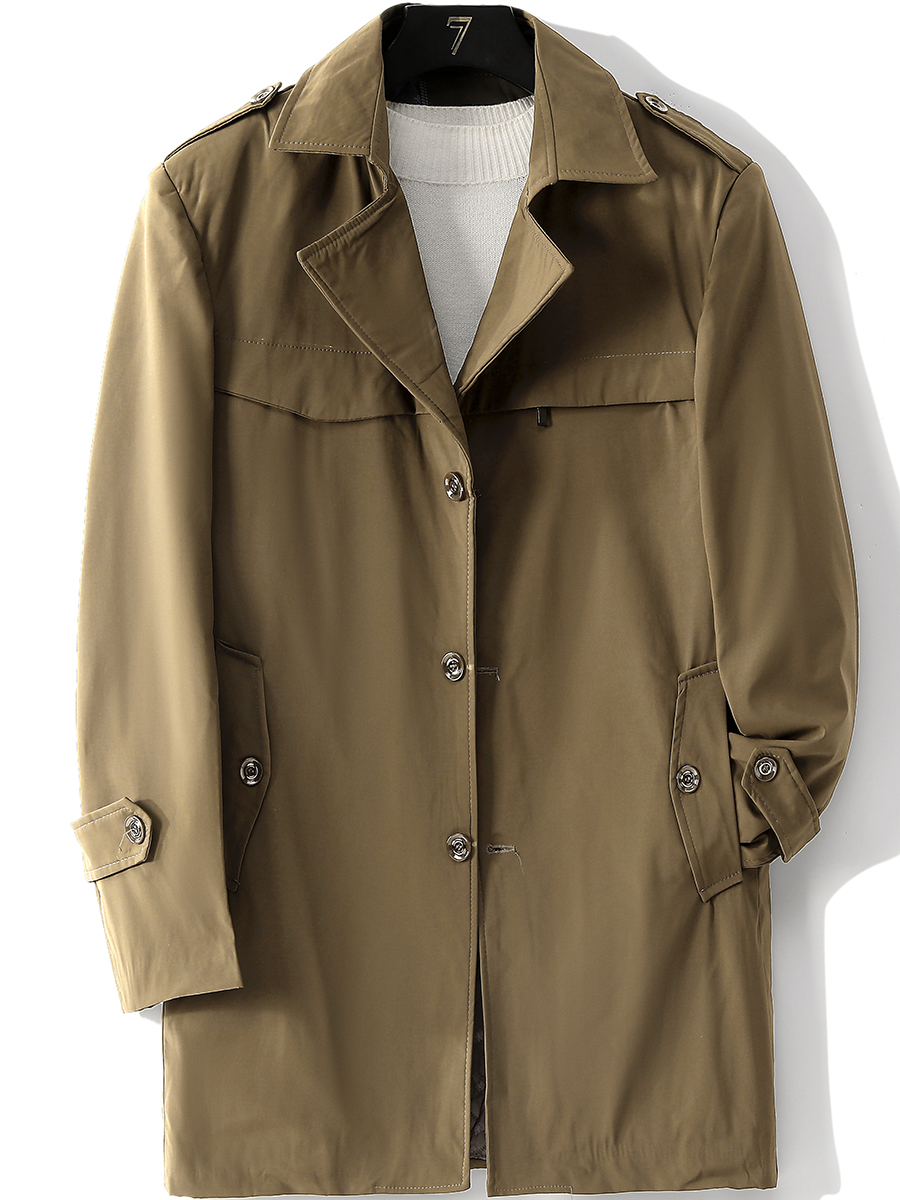 PADDED TRENCH COAT LINED MENS LAPELS BUSINESS CASUAL SPRING AND AUTUMN MIDI DAD PLUS SIZE LOOSE THICK COAT 2022
