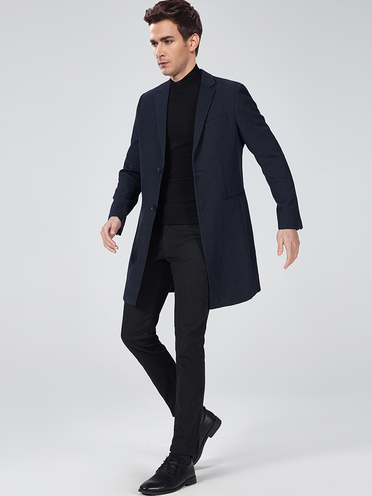 MID-LENGTH WINDBREAKER SUIT SPRING AND AUTUMN WOOL SUIT IRON-FREE MENS COAT JACKET YOUNG MENS WINDBREAKER TIDE 7119
