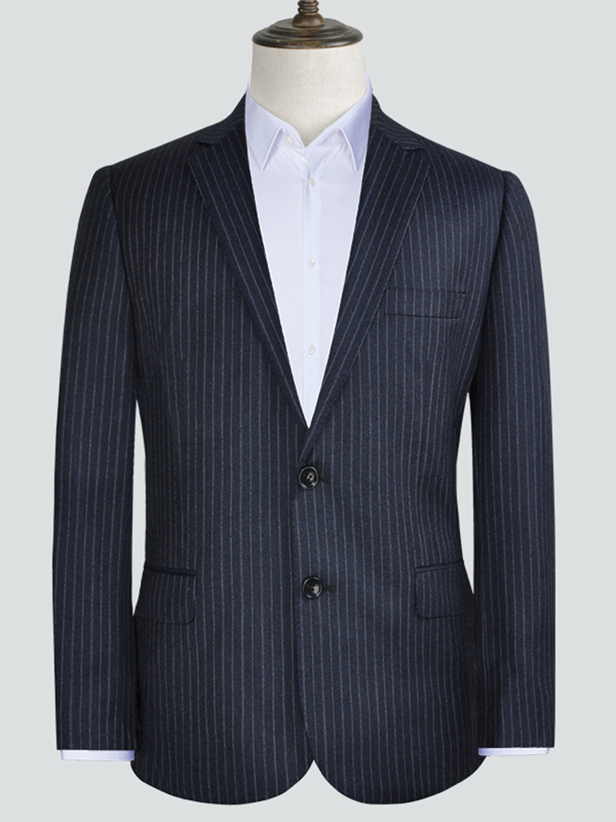 100 WOOL PLUS SIZE SUIT SUIT FAT SUIT VERTICAL STRIP LOOSE SUIT WORKWEAR MENS SPRING AND AUTUMN SUIT A0003