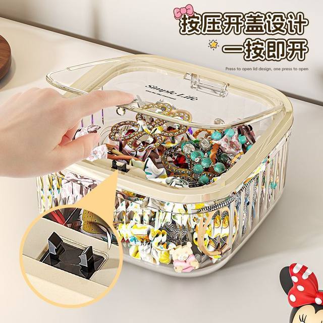 Children's hair accessories storage box desktop storage hairpin hairpin girl rubber band finishing hair rope hair ring transparent jewelry box