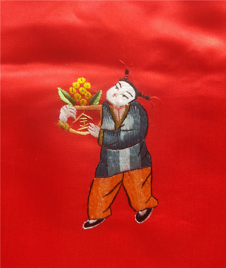 기린의 아이 선물 그림 민속 맞춤 테마 오래된 자수 개인 컬렉션 소주 자수 외화 수입 시대의 고급 새틴 웨딩 퀼트