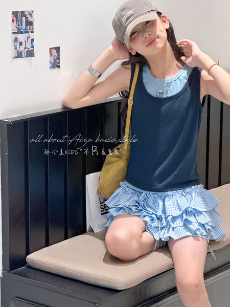 孙小美运动风叠穿女童无袖上衣套装2026夏装新款儿童背心两件套薄 — 3