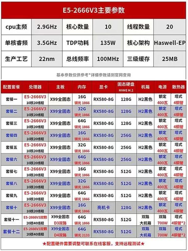 게임 오피스 멀티 오픈 컴퓨터 호스트 E5-2666V3 10 코어 20 스레드 블랙 신화 WUKONG 플레이