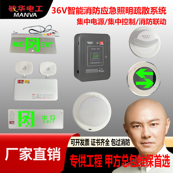 敏华A型智能消防疏散指示灯低压36v应急安全出口36V应急灯集控型