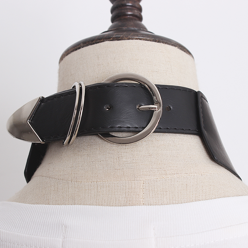 EUROPEAN AND AMERICAN STYLE HIP-HOP FASHION TREND PERSONALITY VERSATILE RING PENDANT PU LEATHER FAKE COLLAR TIDE GIRL