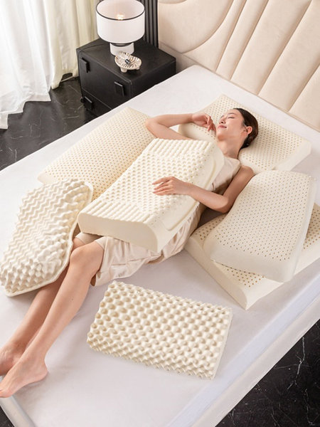 【送枕套】泰国天然乳胶枕头护颈椎枕成人橡胶枕家用乳胶高低枕芯