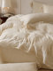 Class A cotton linen bed sheet four-piece set white wash cotton French embroidered lace breathable quilt cover bedding