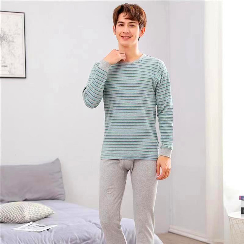 GENUINE XUANZE PURE COTTON CHILDRENS UNDERWEAR SET AUTUMN CLOTHES PANTS COLLEGE STUDENTS AND TEENAGERS LOW NECK COLOR STRIPES THICKENED COTTON SWEATER