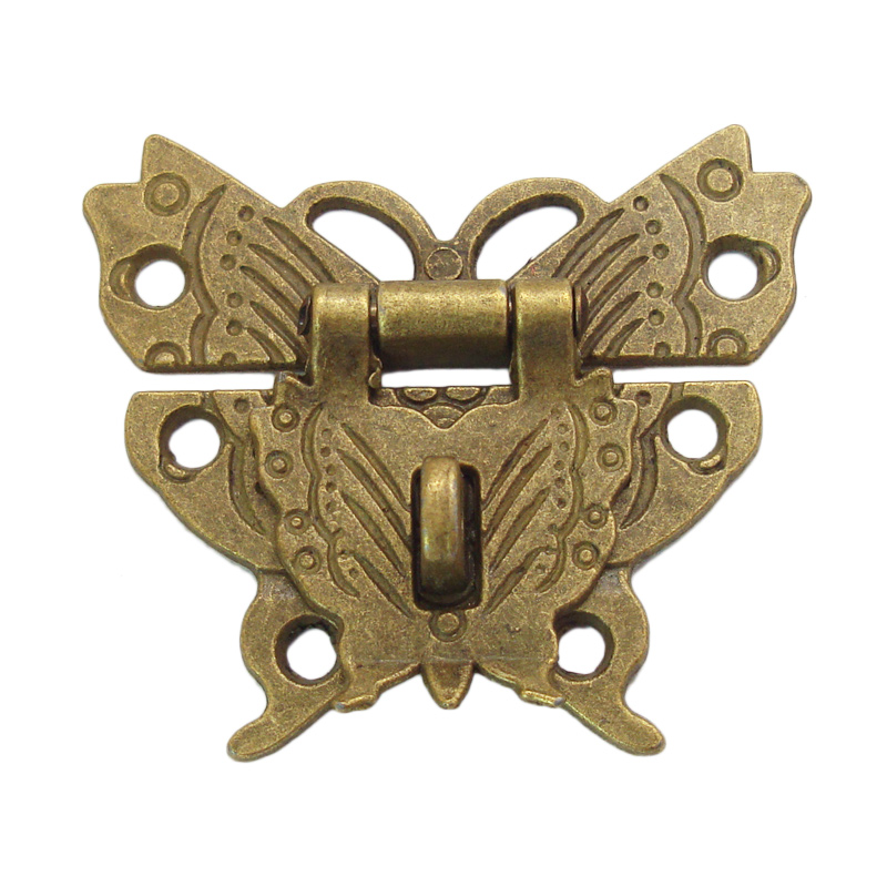 ALLOY ANTIQUE BUTTERFLY LOCK WOODEN BOX GIFT BOX JEWELRY BOX SINGLE HOLE BUCKLE LOCKABLE DIY WIRE BOX BOX BUCKLE