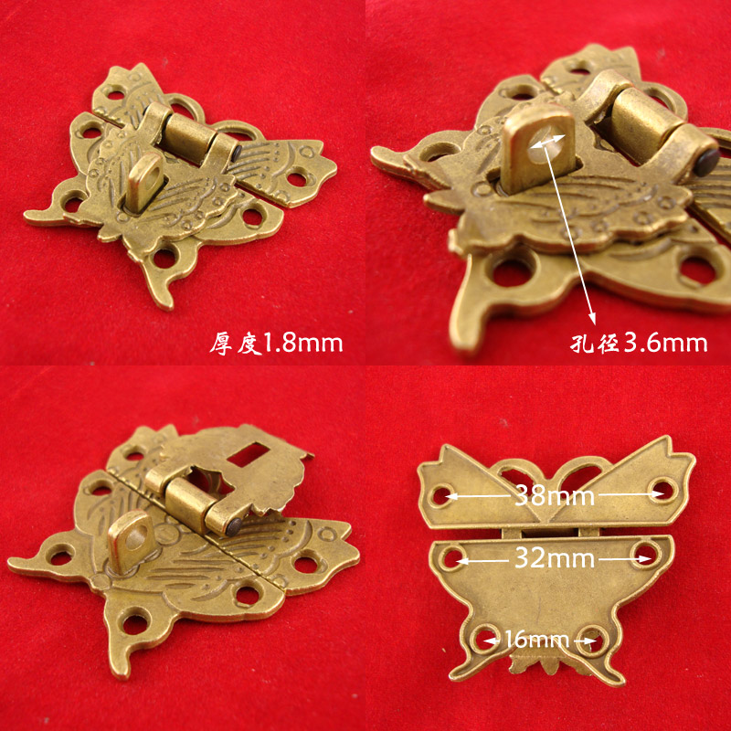 ALLOY ANTIQUE BUTTERFLY LOCK WOODEN BOX GIFT BOX JEWELRY BOX SINGLE HOLE BUCKLE LOCKABLE DIY WIRE BOX BOX BUCKLE