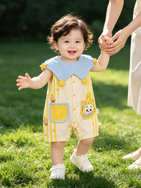 婴儿连体衣夏季衣服星星人宝宝夏装衣服无袖薄款超萌可爱外出哈衣