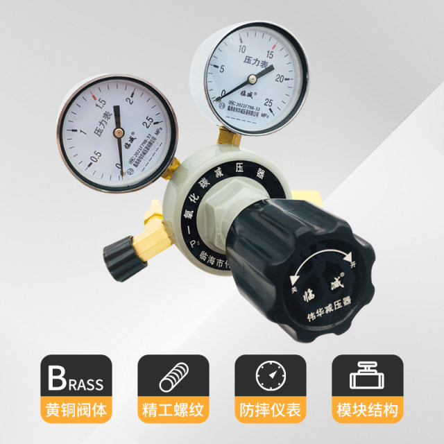 Carbon monoxide full copper pressure reducer CO carbon monoxide double-meter cylinder pressure reducing valve carbon monoxide special pressure reducer