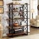 Wrought iron storage rack Living room with subway iron solid wood bookcase partition multi-layer storage household American display rack