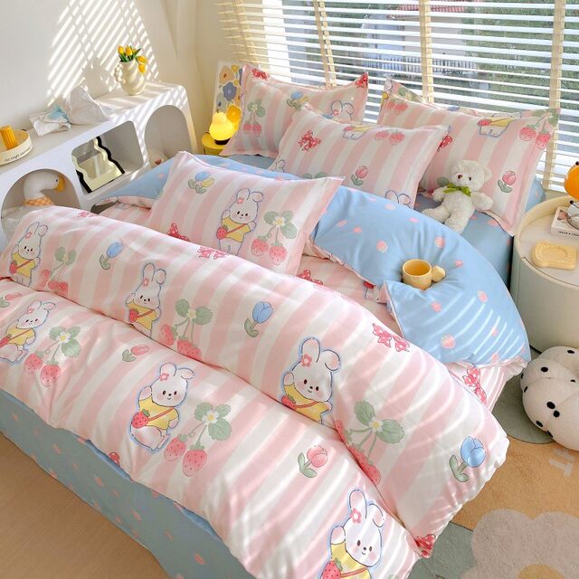 Twill grinding four-piece set 1.5m1.8m four seasons universal household sheets and quilt cover student dormitory three-piece set cover