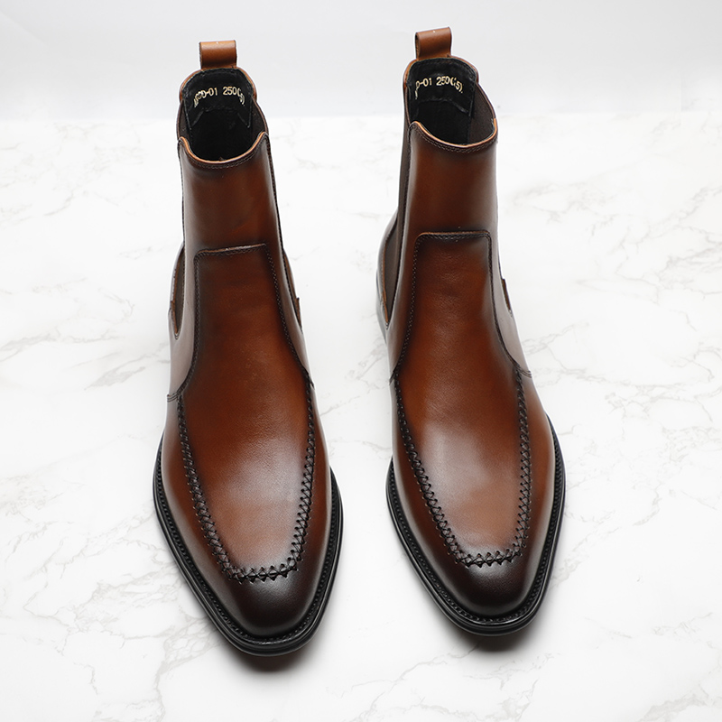 2022 NEW CHELSEA BOOTS MENS YOUNG ENGLAND POINTED TOE LEATHER VINTAGE SLEEVE COWHIDE MARTIN BOOTS MENS SHORT BOOTS