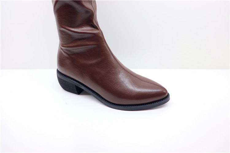 QIAN DAIXI 2022 AUTUMN STRETCH LEATHER YOUTH ROUND TOE RUBBER ZIPPER COMFORTABLE CASUAL FASHION SLIM BOOTS 2280703