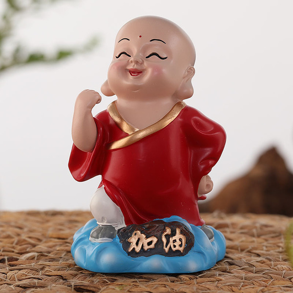 张家大院特色礼品 小和尚创意摆件 中国传统手工泥人泥塑 小礼物