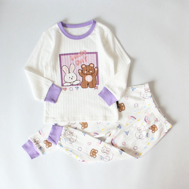 BREATHING COTTON CUTE WHITE SNOW ICE AND SNOW COTTON SPRING AND AUTUMN BREATHABLE LONG-SLEEVED PAJAMAS AUTUMN CLOTHES LOUNGEWEAR SET