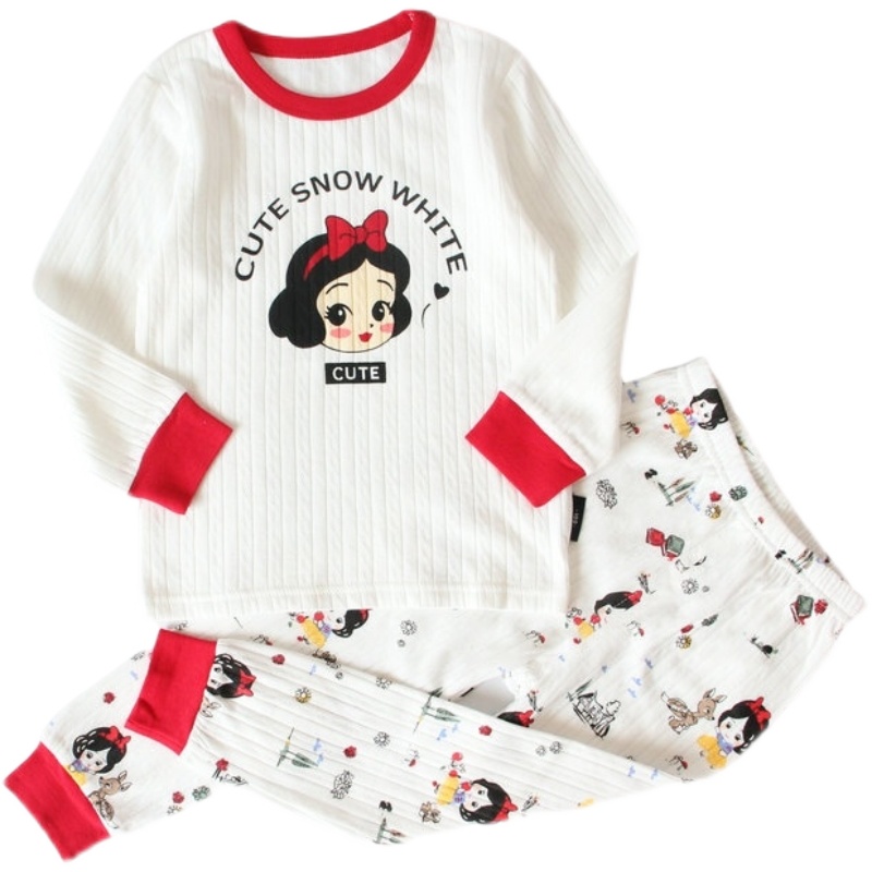 BREATHING COTTON CUTE WHITE SNOW ICE AND SNOW COTTON SPRING AND AUTUMN BREATHABLE LONG-SLEEVED PAJAMAS AUTUMN CLOTHES LOUNGEWEAR SET