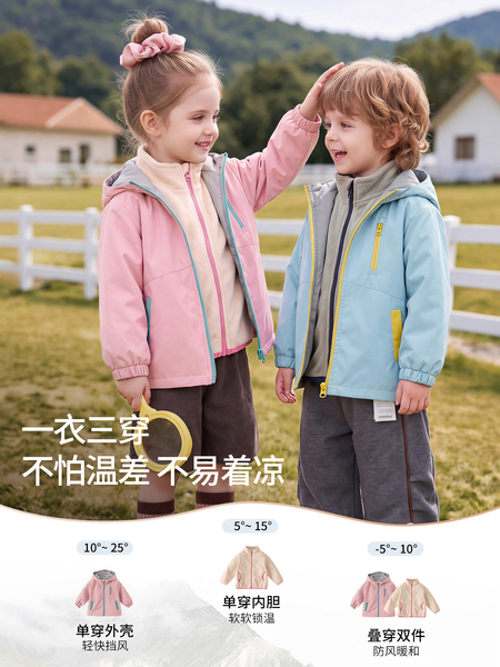 [所有女生的衣橱直播间]jellybaby儿童冲锋软壳衣女童三合一外套 — 4