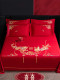 Wedding wedding big red pure cotton woman's bed sheet single piece hotel bed sheet single pillowcase three piece set embroidery wedding