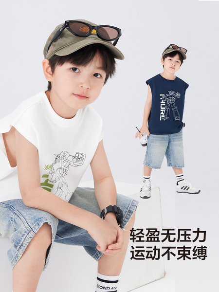 左西童装男童背心夏季薄款儿童无袖T恤2026新款男孩外穿凉感上衣 — 5