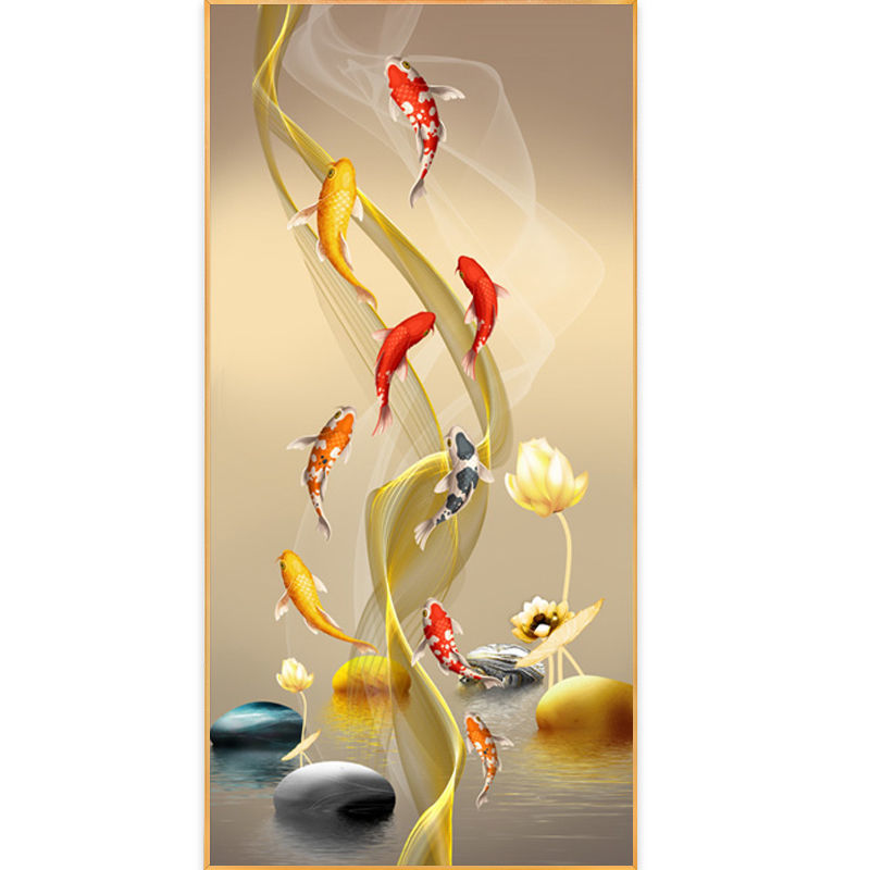 다이아몬드로 가득 찬 5D 다이아몬드 페인팅 2021 새로운 입구 통로 물고기 거실 끈적 다이아몬드 스티커 크로스 스티치 복도 매년 이상