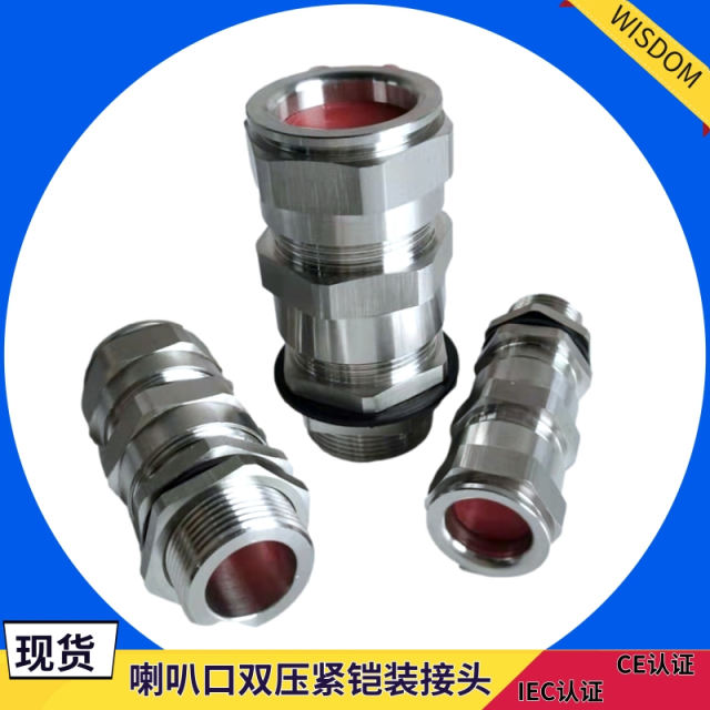 维依德喇叭口铠装防爆电缆接头防水格兰304/316L双密封铠装填料函