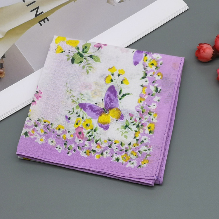 WOMENS COTTON HANDKERCHIEF NOSTALGIC OLD-FASHIONED COTTON HANDKERCHIEF SWEAT TOWEL PRINTING LARGE SQUARE SCARF THIN SWEAT-ABSORBING ELDERLY