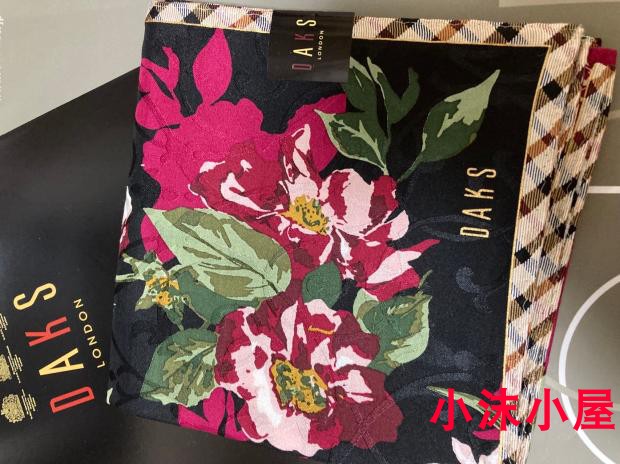 JAPANESE AUTHENTIC DAKS SILK COTTON HANDKERCHIEF SQUARE SCARF HANDKERCHIEF GORGEOUS DARK PATTERN OUT-OF-PRINT COLLECTION CHRISTMAS GIFT
