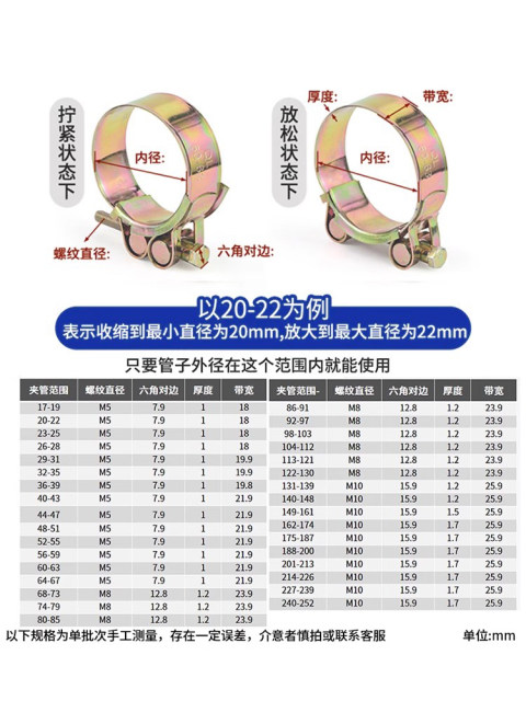 Strong throat clamp galvanized thickened European pipe clamp heavy-duty pipe clamp clamp clamp clamp stainless steel tight hoop water pipe oil pipe