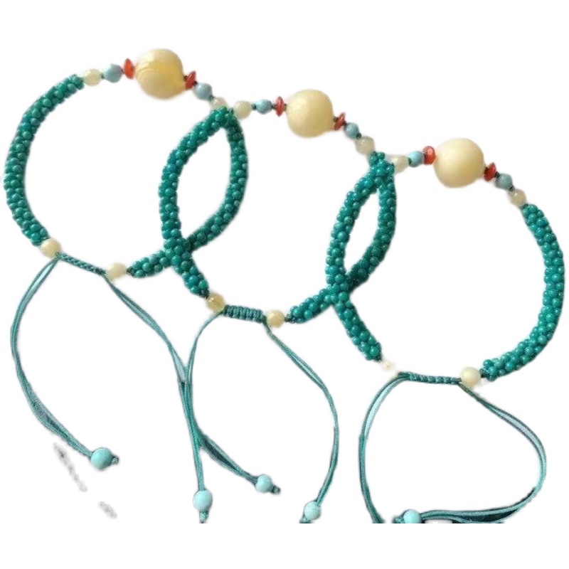 천연 원시 미네랄 높은 도자기 기장 구슬 목걸이 밀랍 NANHONG DUOBAO 청록색 트위스트 팔찌 여성을위한 커플 쇄골 체인