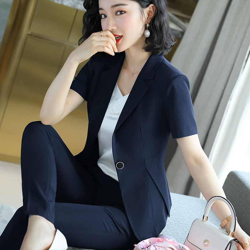 SHORT SLEEVE PROFESSIONAL WEAR SUIT SUIT FEMALE COLLEGE STUDENT INTERVIEW FORMAL WEAR SUMMER FASHION TEMPERAMENT TEACHER WORK UNIFORMS