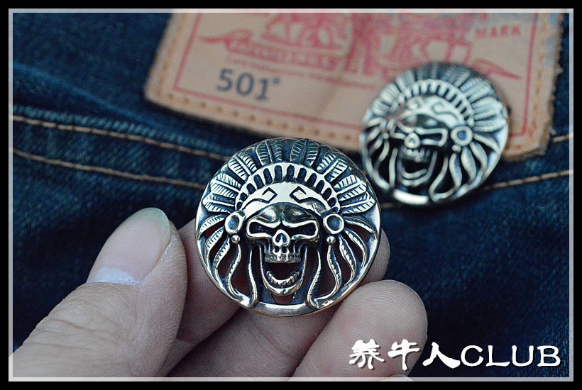 CATTLE BREEDER CLUB HANDMADE DIY BRASS CHOI BUCKLE DECORATIVE CLASP SEAL DIAN HEAD SKULL CHOI BUCKLE