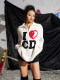TGFCLUB 美式街头嘻哈I LOVE CD提花文化半开衫拉链套头宽松毛衣