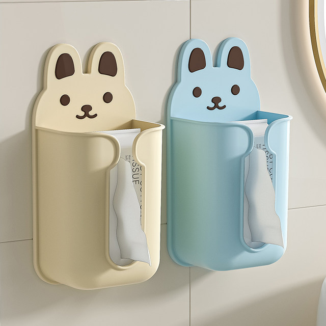 Tissue box without punching wall hanging cartoon paper box putting wash towel storage box toilet wall hanging kitchen hanging box