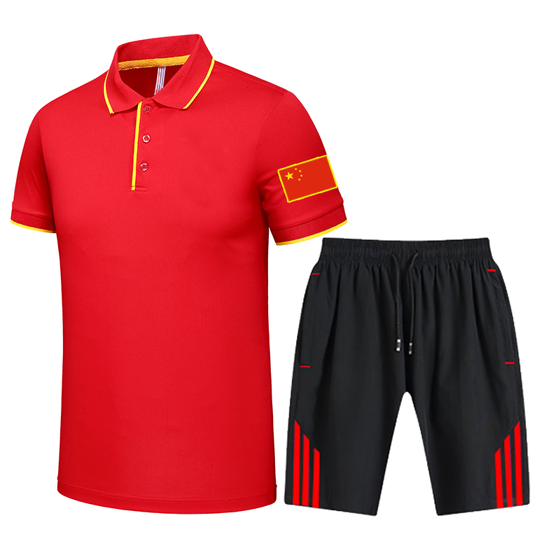 CHINESE TEAM T-SHIRTS SPORTSWEAR MENS AND WOMENS SHORT-SLEEVED COMPETITION TRAINING SETS QUICK-DRYING HALF-SLEEVED SHORTS RUNNING CLOTHES POLO SHIRTS
