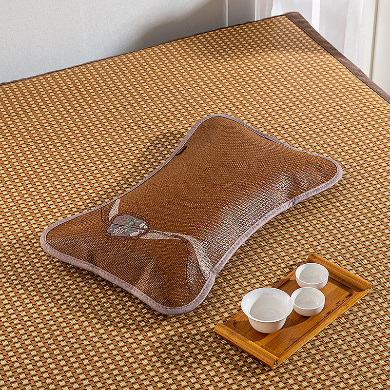 EMBROIDERED MAT PILLOW SUMMER BAMBOO PILLOW TEA PILLOW CORE SINGLE DOUBLE-SIDED PILLOW STUDENT SUMMER ADULT RATTAN PILLOW