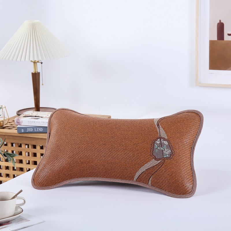 EMBROIDERED MAT PILLOW SUMMER BAMBOO PILLOW TEA PILLOW CORE SINGLE DOUBLE-SIDED PILLOW STUDENT SUMMER ADULT RATTAN PILLOW