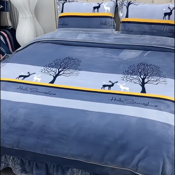 加绒牛奶绒四件套2025新款冬季加厚双面珊瑚绒被套床上法兰绒床单